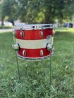 Vintage 1970 Ludwig 10 X 14 Floor Tom Converted From Snare Red Sparkle B o Badge