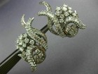 Antique Extra Large 7ct Round   Baguette Diamond Platinum 3d Flower Earrings