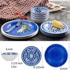 Melamine Dinnerware Set - 12 Pcs Dinner Dishes Set For 4  Plates And Bowls Set F