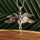 Seraph Angel Jewelry Vintage Silver Sexy Goddess Standing Pendant Necklace
