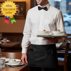 Waist Apron With 3 Pockets - Black Waitress Waiter Server Short Aprons