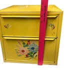 Metallic Vintage 1950s Floral Yellow Bread   Canister Kitchy Gramacore