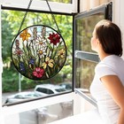 Stained Glass Suncatcher Window Hanging 9 8  Colorful Wildflowers Gift
