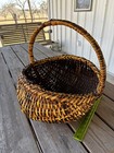 Vintage Handwoven Egg Gathering Basket Buttocks butt Natural Color Primitive 16   