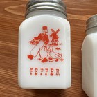 Vintage Hazel Atlas Milk Glass Dutch Boy   Girl Salt And Pepper Shakers Set 1930