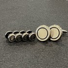 Brush Gunmetal Round Cufflinks Shirt Studs Set In Box Men Wedding Essential Gift