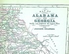  1888 Antique Map - Alabama - Georgia -  10 5  X 12 5  - Johnsons Cyclopedia 