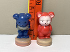 Two Vintage Figural Sewing Tape Measure Teddy Bear Celluloid As Is