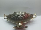 Vintage Silver Plated Footed Oval Bowl Rose Embossed Centerpiece Candy Dish 274m