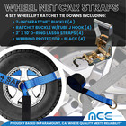4 Pack 2  X 10  Lasso Wheel Lift Strap Ratchet W  J Finger Hook For Towing Blue
