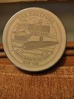 Vtg Uss Hartford Ssn 768 Leather Coaster Set Of 5 Tin Case Full Speed Ahead