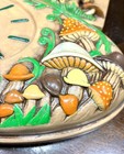Vintage 1980 Atlantic Mold Set Mushroom Wall Clock Hand Painted Retro Plaques
