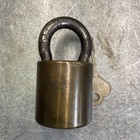 Vtg Rare Eagle Large Round Barrel Pad Lock  With Key