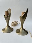 Vintage Pair Of Laurel Tulip Table Lamps Mid Century Modern Brass No Shades