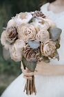 Natural Cream Bridal Bouquet Bark Skin Sola Wood Bridesmaid Wedding Flowers