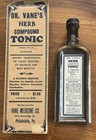 Antique Apothecary Glass Bottle W  Original Box Dr Vane   s Herb Compound Tonic