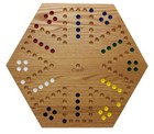 Solid Oak Wood Double Sided  Marbles Board Game Hand Painted 16 Inch