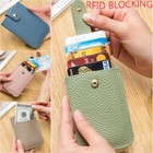 Slim Minimalist Wallet Pull-out Card Organizer Soft Leather Card Case Rfid Blk