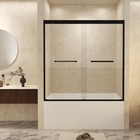 60  H X 56-60  W Matte Black Sliding Shower Door  Tempered Glass