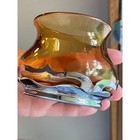 Vintage Farber Bros Krome-kraft Amber Glass Creamer Sugar   Tray Chrome Deco