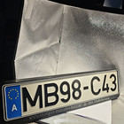 Mercedes-benz German License Plate Mb98-c43 Stuttgart Authentic German Materials