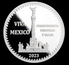 2023 2oz  999 Silver Viva Mexico Proof  Angel Of Independence Reverse Proof Coin