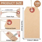 100 Pcs Brown Tags With String  Marking Paper Hang One Size 