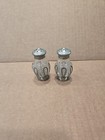 Vintage Glass Salt   Pepper Shakers Silverplate Overlay Mini Set Pair