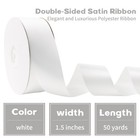 White Ribbon 1-1 2 Inch White Satin Ribbon 50 Yards Double Faced Satin Ribbon   