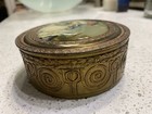 Early 1900   s Vintage Brass Metal  Powder Jewelry Trinket Box  Lid And Insert