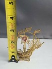 Gold Plated Filigree Silver Portugal Ship Signed Cu