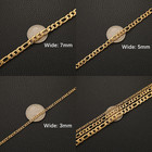 Men Women 24k Real Gold Plated Figaro Chain Stainless Steel Necklace  Wide 3mm 5