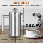 Large French Press Coffee Maker 50oz  1 5l   304 Stainless Steel Double Wall Ins