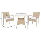3pcs Rattan Bistro Set Outdoor Patio Furniture Chairs   Glass Table Wicker beige