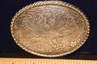 Vintage Metal Belt Buckle Silver Tone Color Oval Eagle Usa