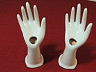 Vintage Industrial Pair Porcelain Hand  Glove  Mold Forms Jewelry Display Trade
