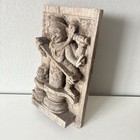 Antique Hindu Carved Wood Relief 14 5    Tall X 8 5   