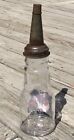 Phillips 66 1 Qt  Glass Motor Oil Bottle  Tin Master Mfg  Co  Spout   Cap
