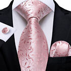 Mens Tie Blue Floral Paisley Ties Necktie Hanky Cufflinks Wedding Silk Set Prom