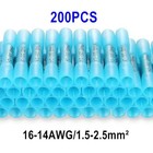 200pcs 16-14awg Heat Shrink Butt Splice Wire Connectors Insulated Crimp Terminal