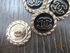 Lot Of Four 20mm Designer Cc Buttons Gold Tone  Black  Chanel 4 Buttons
