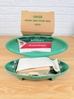 1960s Singer Straight Needle Buttonholer Attachment 489510 Green Case Nos Usa