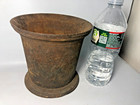 Antique 1800 s Cast Iron Mortar For Planter 9 Lbs 