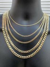 Real 14k Gold Plated Solid 925 Sterling Silver Curb Miami Cuban Chain Bracelet