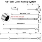 1 8  Cable Railing Kit Swage Toggle Turnbuckle Hardware Adjustable T316 30 Pairs