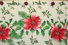 Deck The Halls Fabric Shower Curtain 70wx72l Holly Poinsettias Christmas Xmas