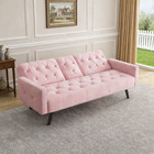 Velvet Futon Sofa Bed Convertible Adjustable Angles Sleeper Couch W  Cup Holders
