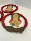 Antique German Christmas Crepe Paper Wreath With Double Sided Die Cut Lot Of 3