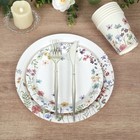 75 White Wildflower Butterfly Print Paper Plates And Cups Set Wedding Events