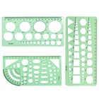 3 Pcs Circle Template Clear Green Plastic Scale Drafting Digital Drawing Set